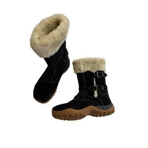 Salomon Women's Winter Boots Lhasa Suede Contragrip Size 8 Black Faux Fur